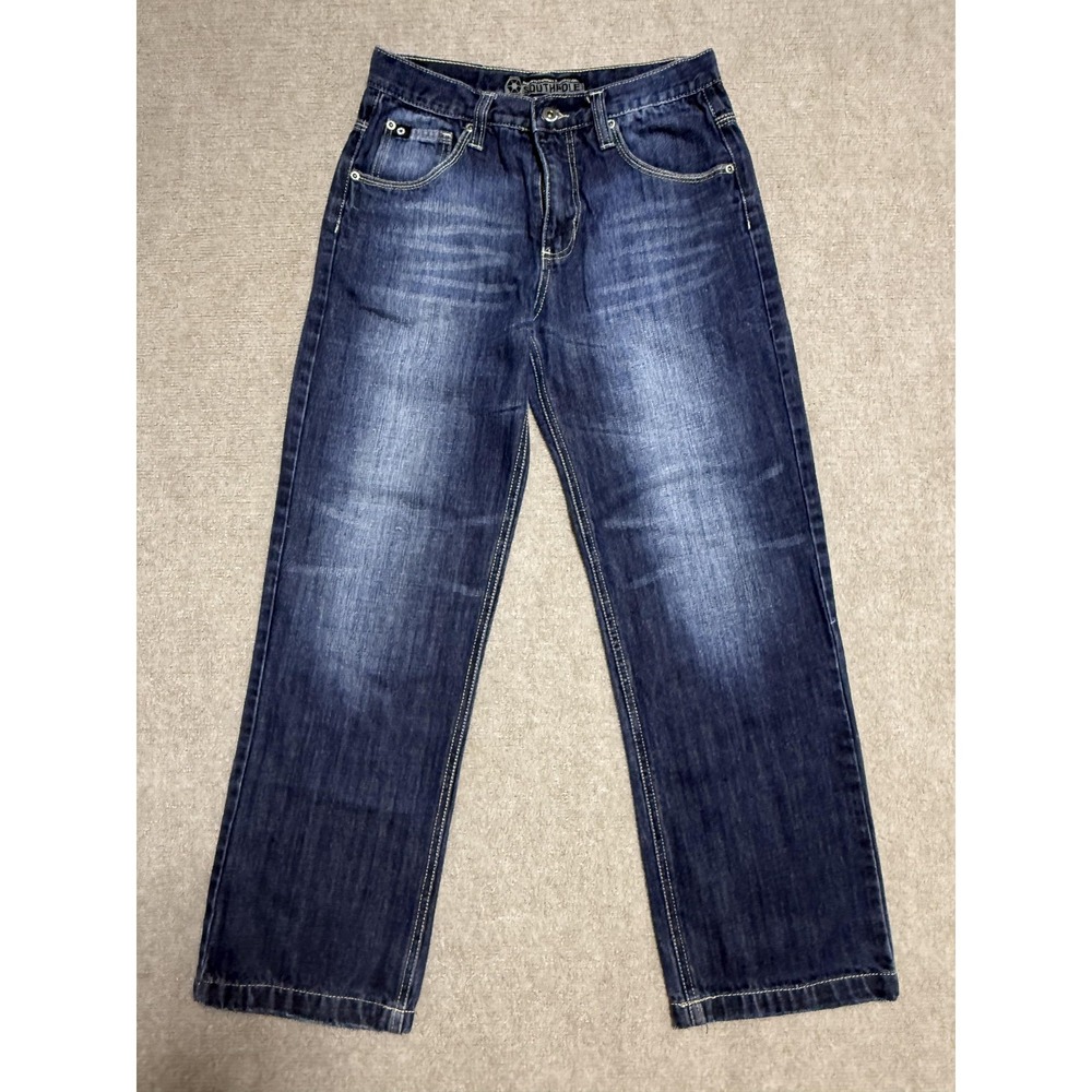 Southpole Jeans Mens 16 Blue Denim Straight Leg Relaxed Fit Embroidered Pockets